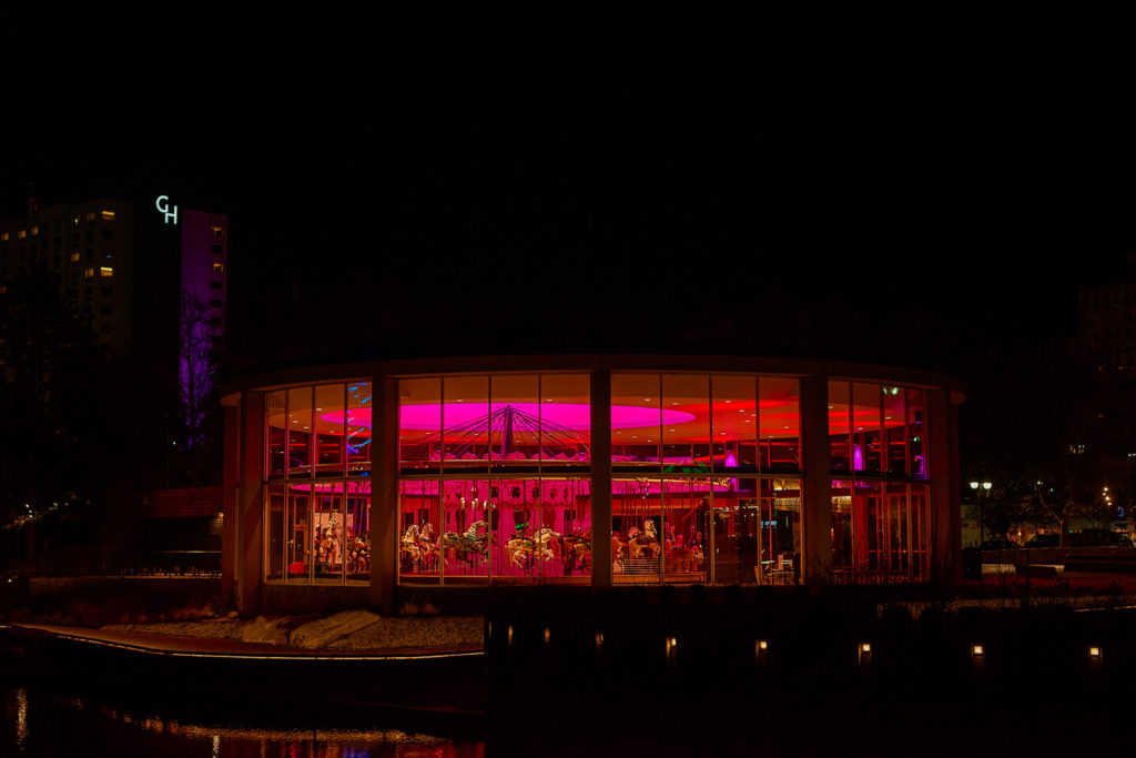 Riverfront Park Looff Carousel Lit up at Night