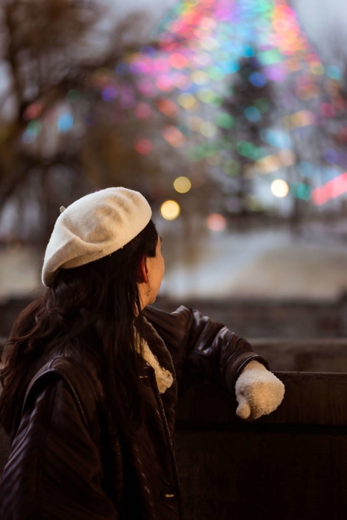 Woman looking at the Spokane Pavilion in Riverfront Park